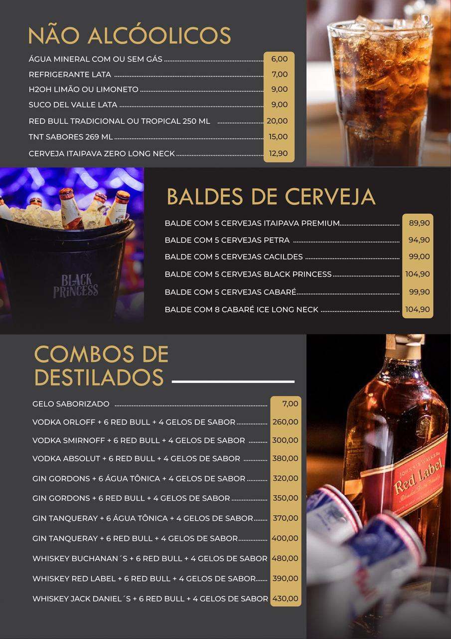 Não alcoólicos, baldes e combos
